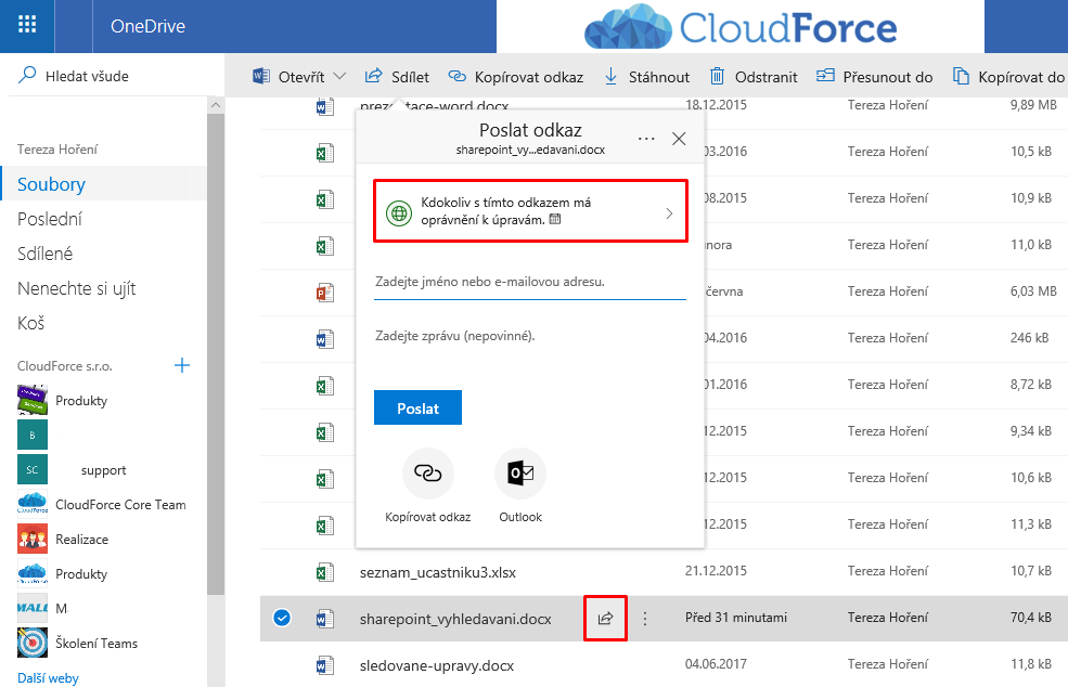 OneDrive - sdílení