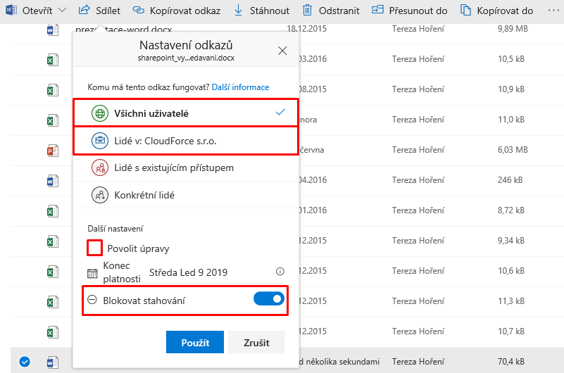 OneDrive - sdílení