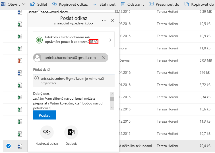 OneDrive - sdílení